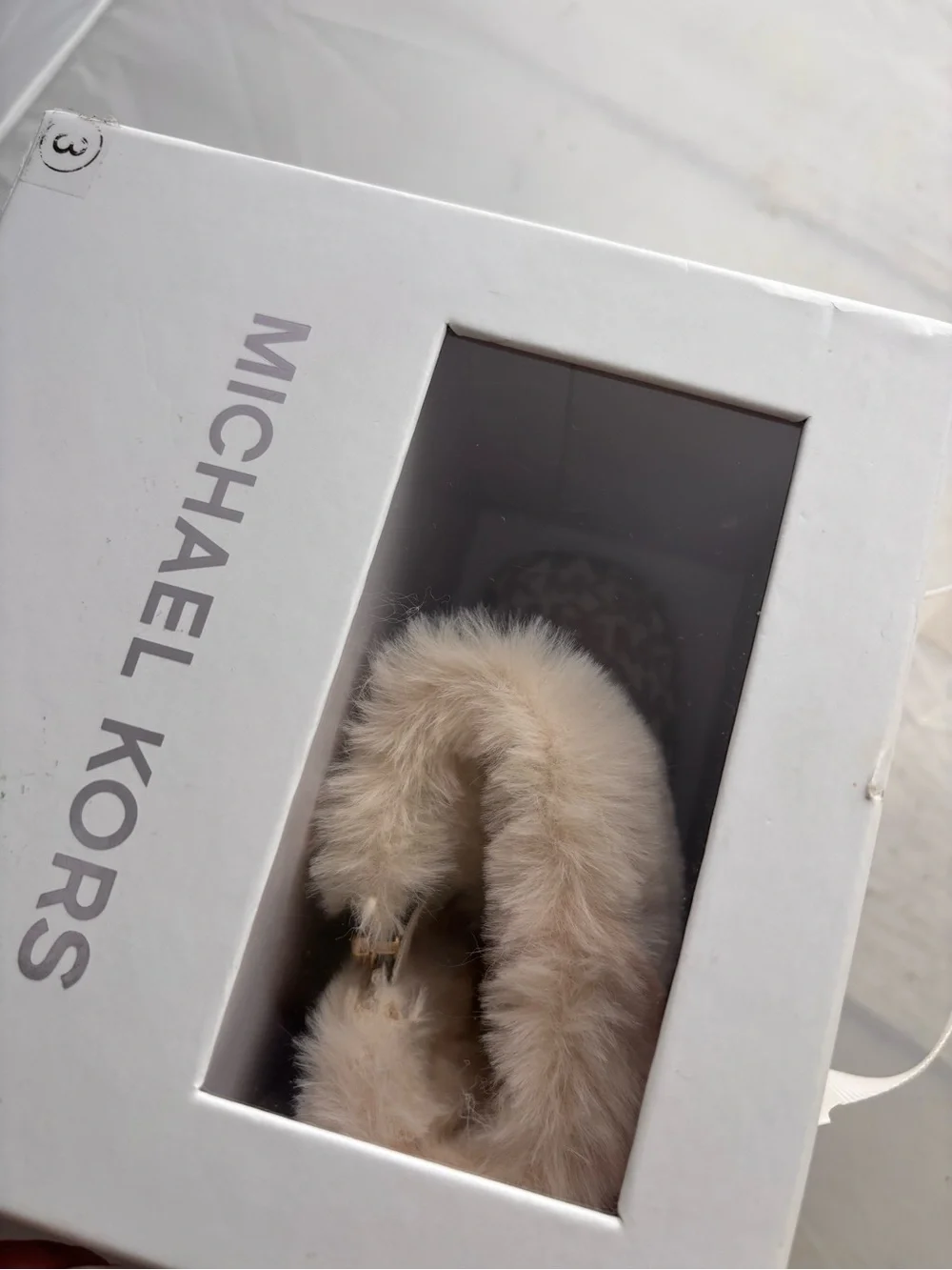 Michael Kors Baby Faux-Fur Trim Gold Logo Booties - Size 3